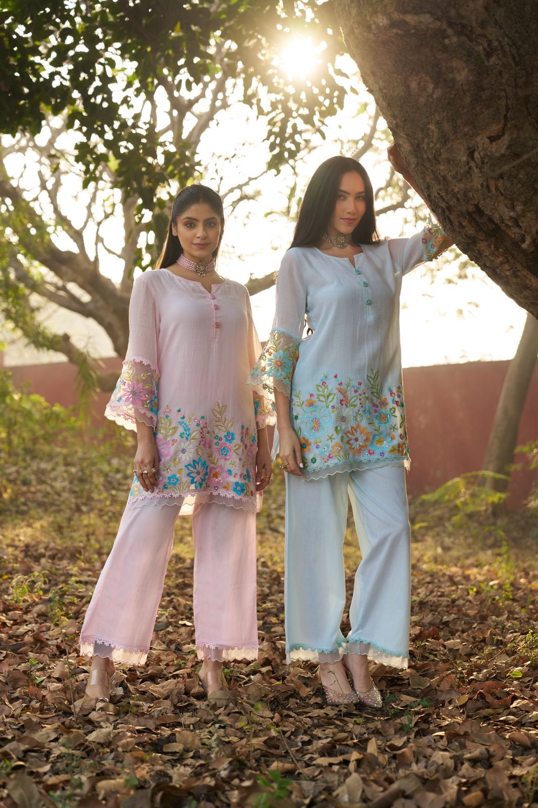 Baby Pink Mul Cotton Co-ord Set with Hand embellishments π©·πΈ