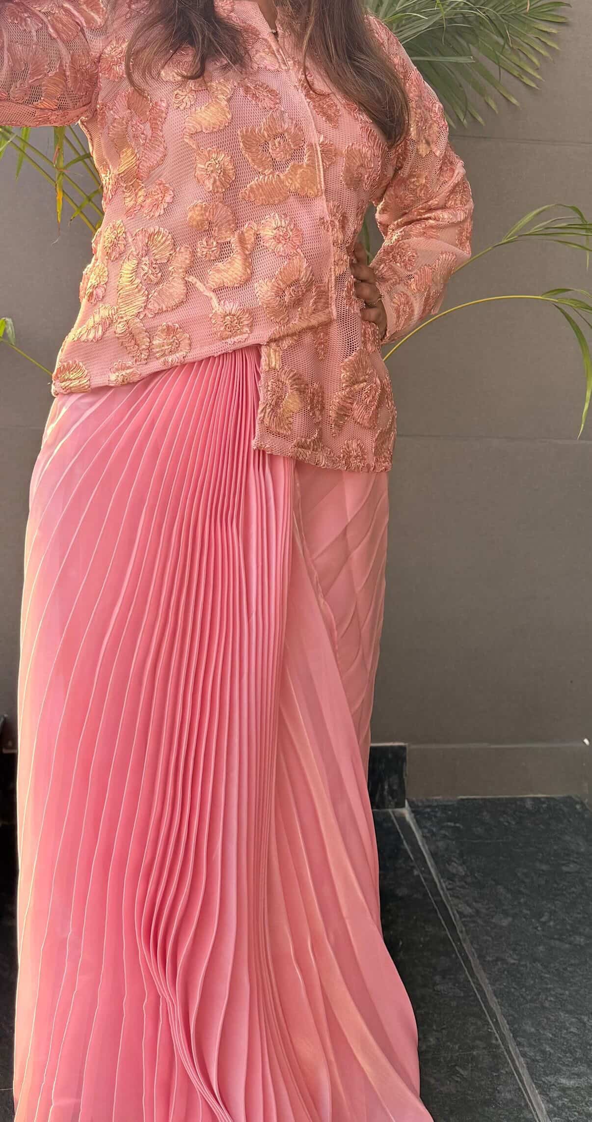 Indo-western Pleated Skirt & Designer Jacket ✨