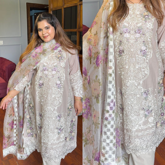 Pakistani Pure Cotton Embroidered Suit with Kota Doria Duppata