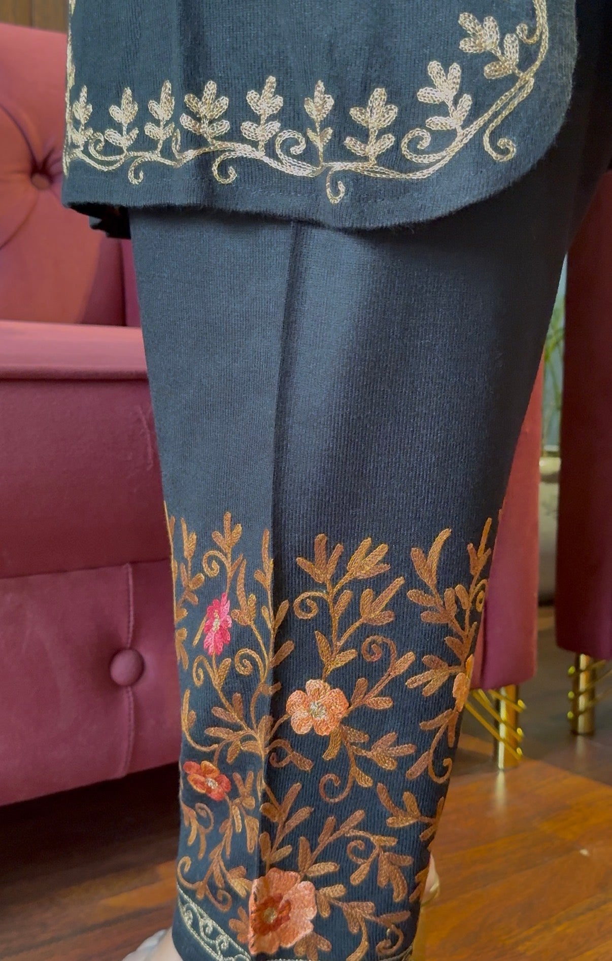 Black Regal Embroidered Co-ord Set