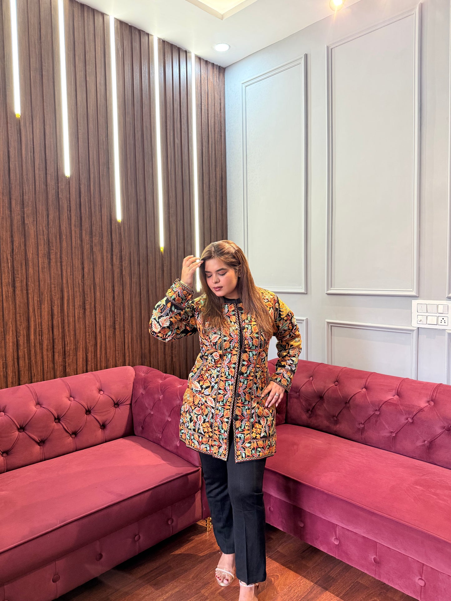 Noor Kashmiri Aari Work Three Piece Co-ord Set