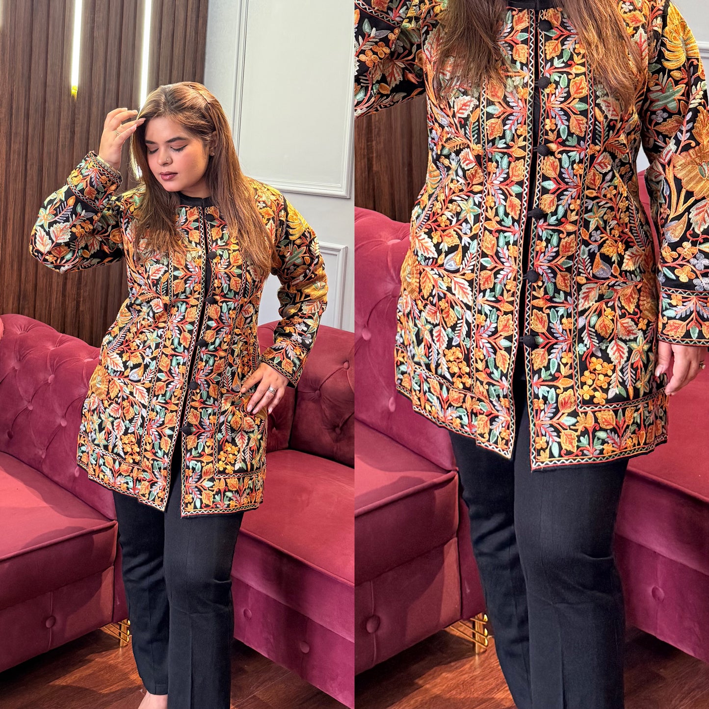 "Noor" Kashmiri Aari Work Three Piece Set
