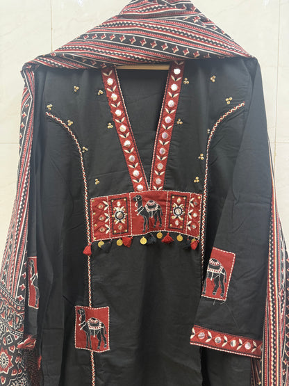 Pure Cotton Tribal Three Piece Suit with Handwork