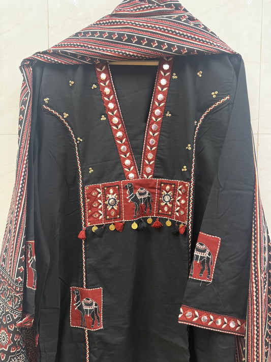 Pure Cotton Tribal Three Piece Suit with Handwork