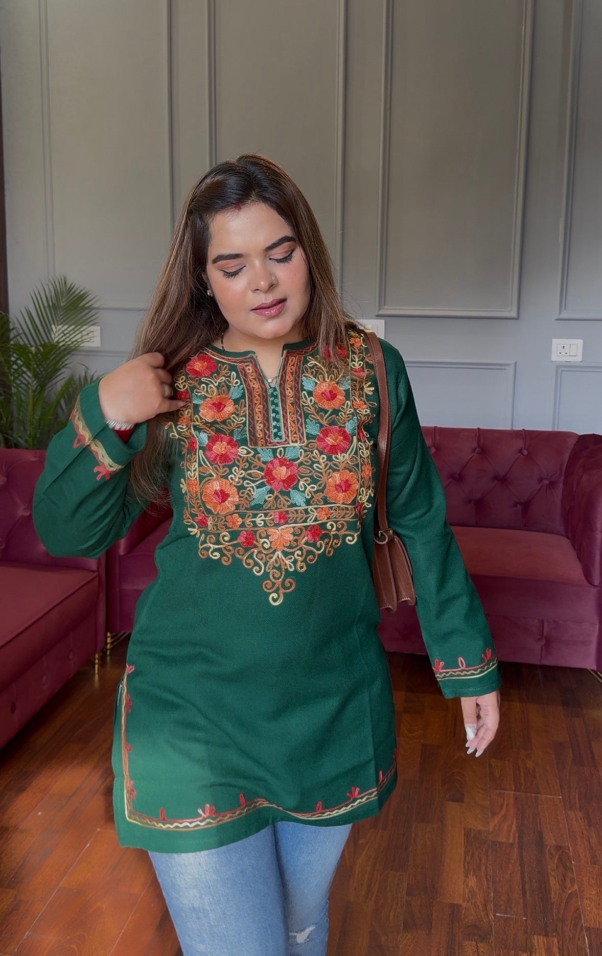 Kashmiri Aari Work Short Kurtis