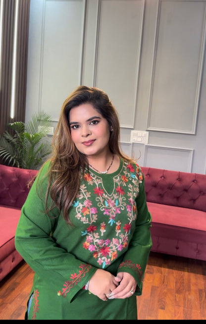 Kashmiri Aari Work Short Kurties