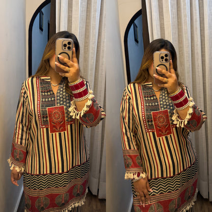 Boho Strips Muslin Co-ord Set