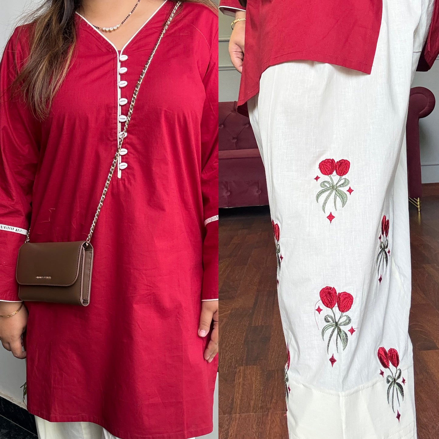 Summer Embroidered Cotton Farshi Salwar Co-ord