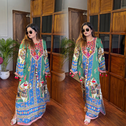 Designer Pure Crepe Long Phiran Dress ✨