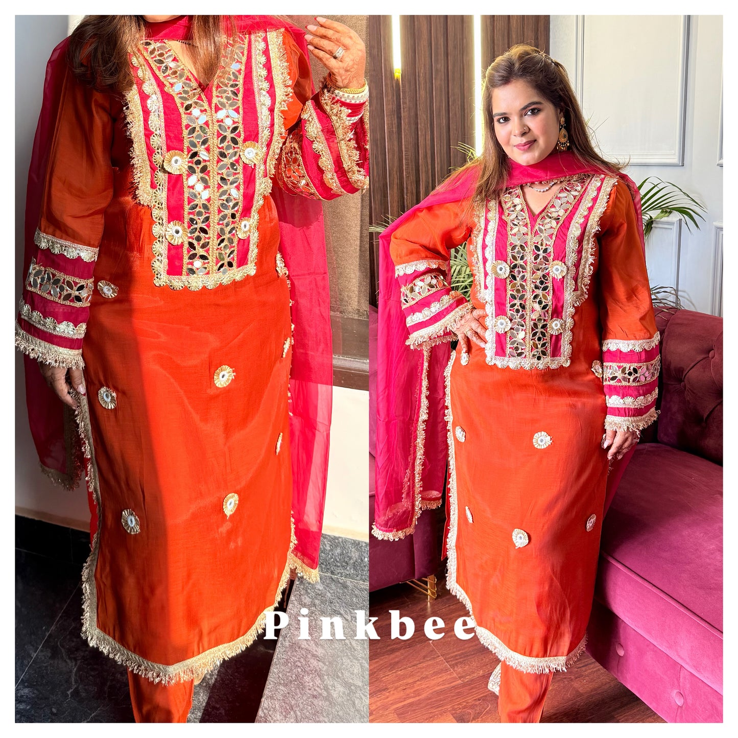 Rust & Rani Gota Mirror Suit