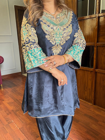 Pure Crepe Modal Silk Farshi Salwar Coord (Full lining)