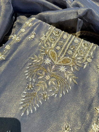 Pure shimmer handwork suit with pure opada silk lowers 🌸