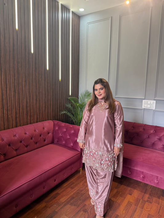 Farshi Salwar Suit Embellished with Cutdana & Sequins