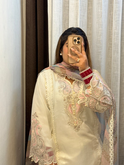 Designer Premium Pakistani Suit With Beautiful Multi Coloured Duppata