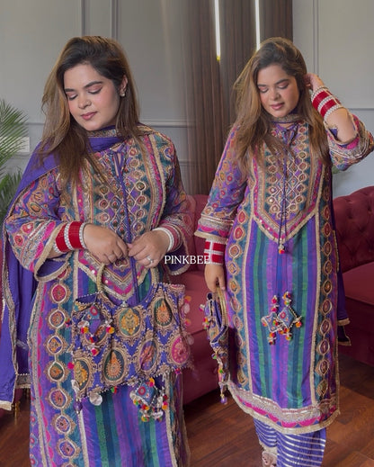 Designer Bestseller Four Piece Crepe Suit with Handbag ✨