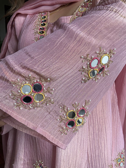 Blush Pink Crushed Tissue With Handwork 💕