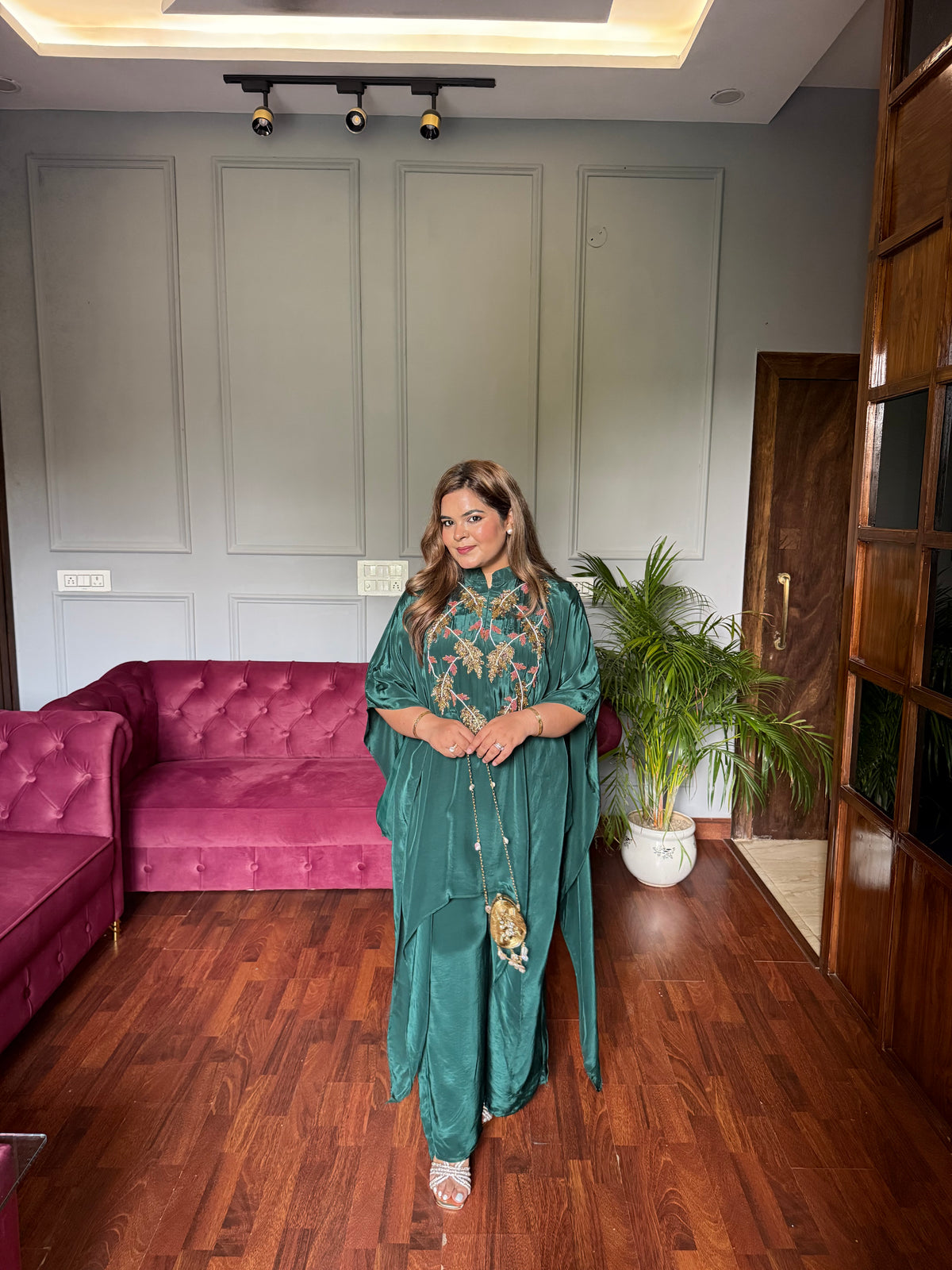 Pure Crepe Designer Kaftan Set with Handwork ✨