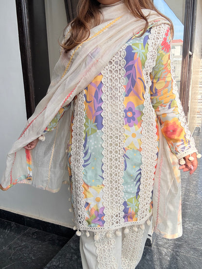 Summer Pastel Farshi Salwar Suit With Lace Detailing💕🌸🦋
