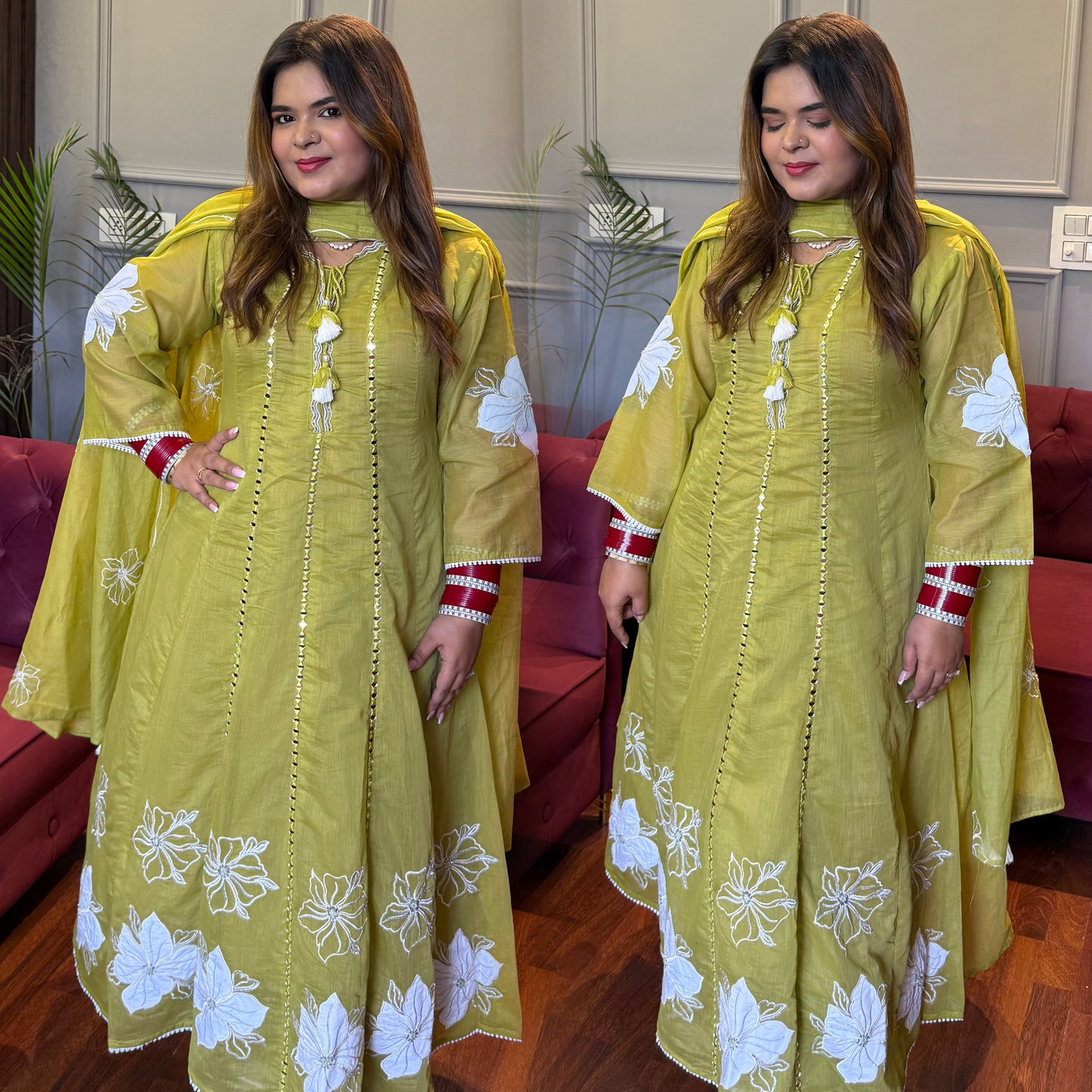 Appliqué Work Pastel Anarkali Suit ✨