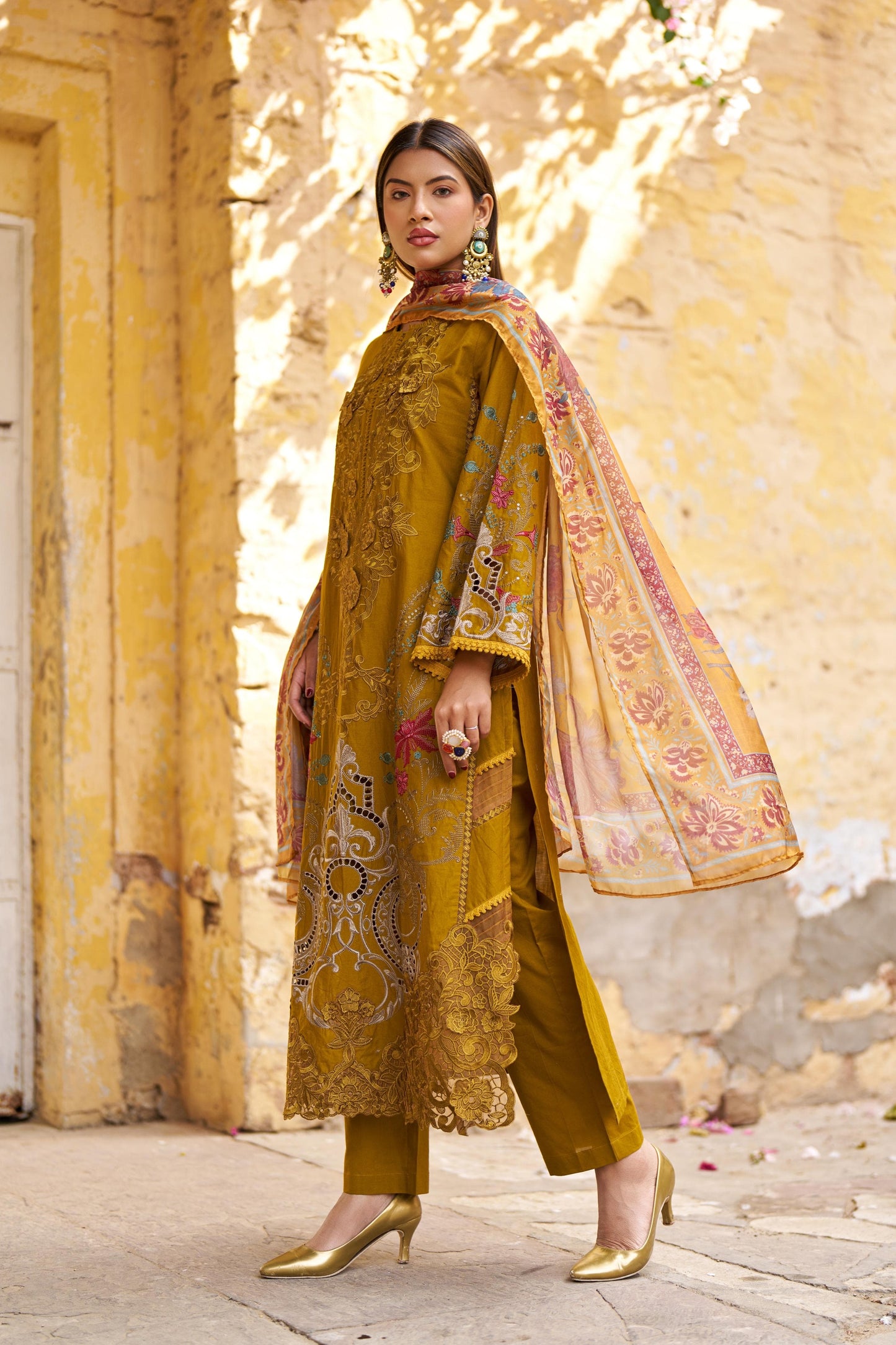 Pakistani Cutwork Designer Suit in Cotton