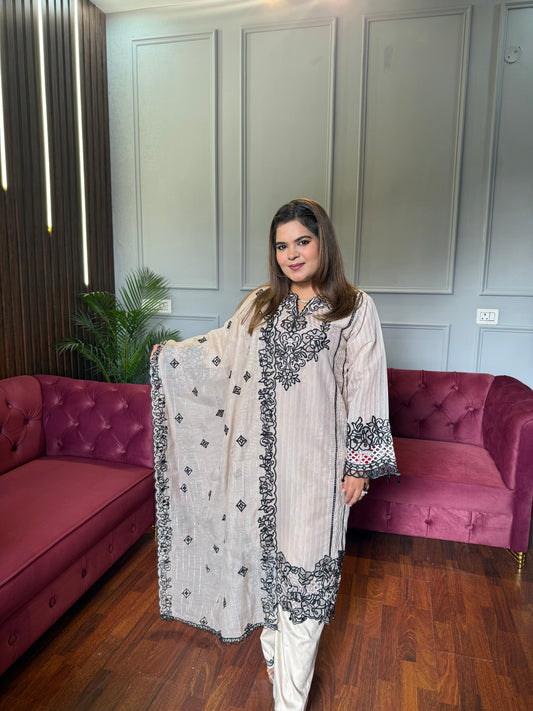 Pakistani Suit with self pants & kota doria duppata with scalping 💌