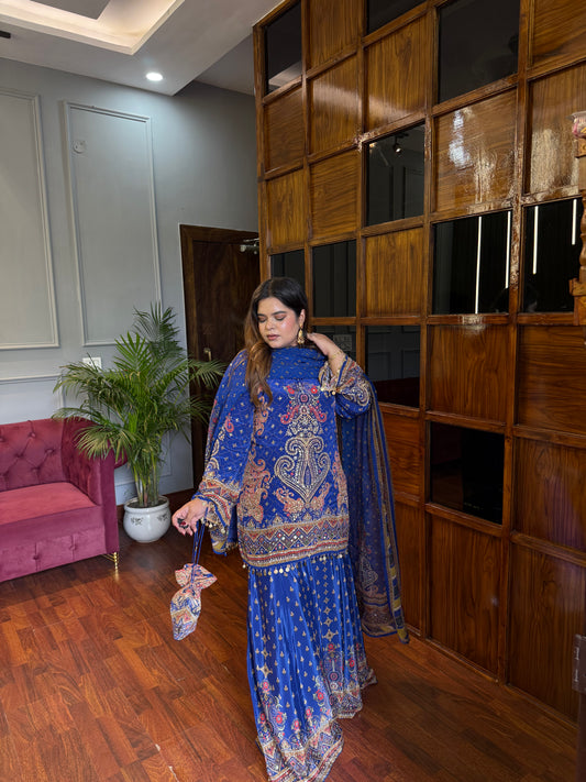 Khwaab Designer Pure Crepe Suit (4 piece set) Prebook(10days)