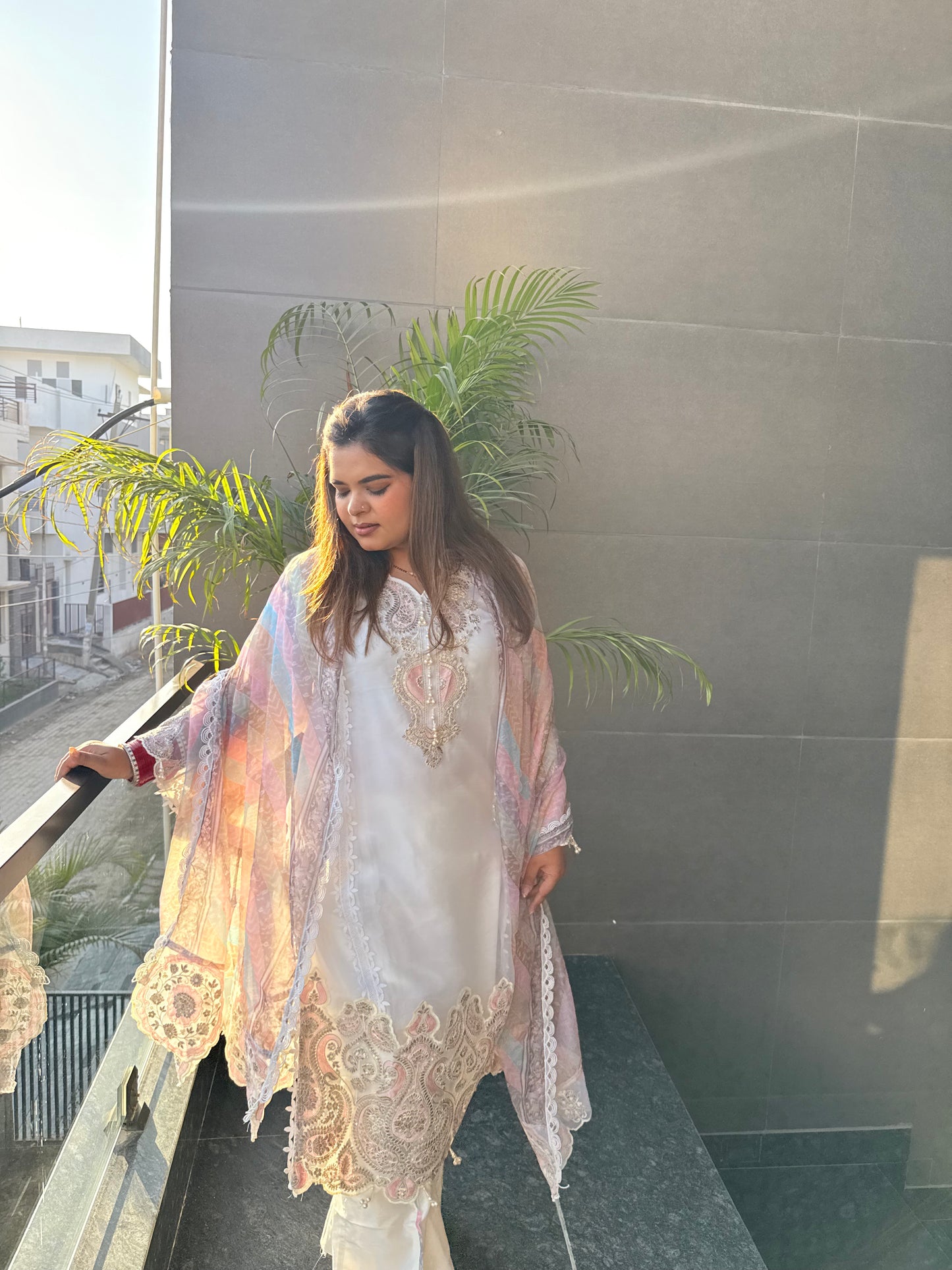 Designer Premium Pakistani Suit With Beautiful Multi Coloured Duppata