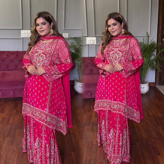 Gulab Pure Crepe Sharara Suit