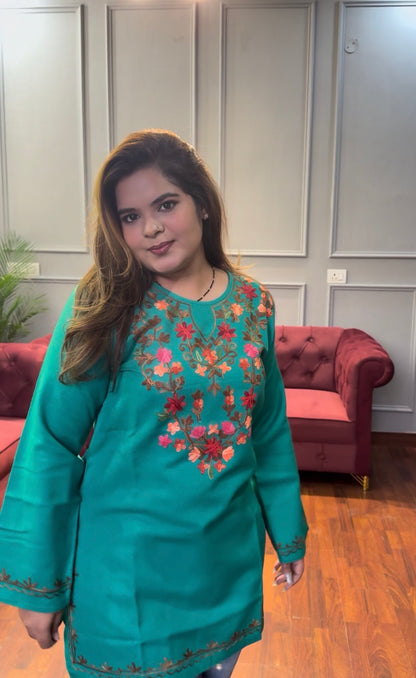 Kashmiri Aari Work Short Kurties