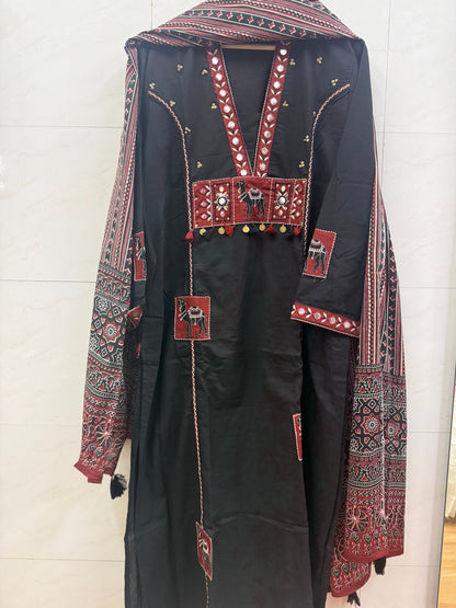 Pure Cotton Tribal Three Piece Suit with Handwork