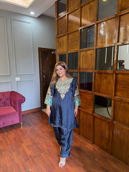 Pure Crepe Modal Silk Farshi Salwar Coord (Full lining)
