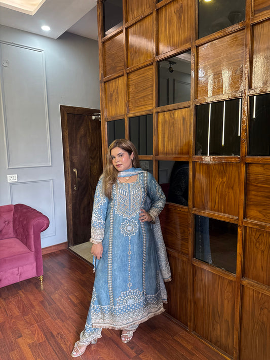 Pakistani Pure Modal Silk Designer Suit With Handwork