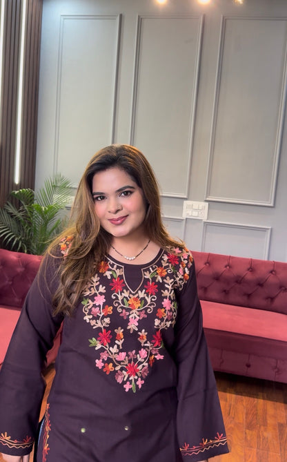 Kashmiri Aari Work Short Kurties