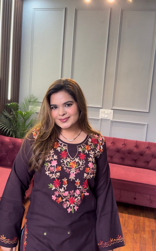 Kashmiri Aari Work Short Kurties