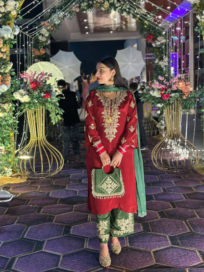 Ruhani Designer Crepe Suit with Bag- Bestseller