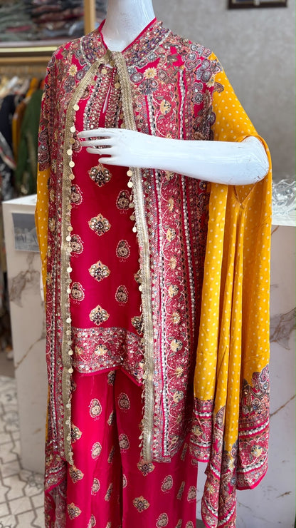 Designer Indo-western Pure Crepe Coord With Cape ✨