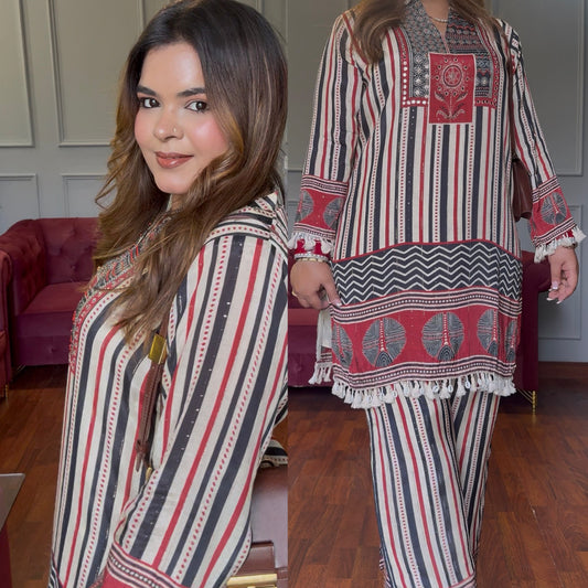 Boho Strips Muslin Co-ord Set