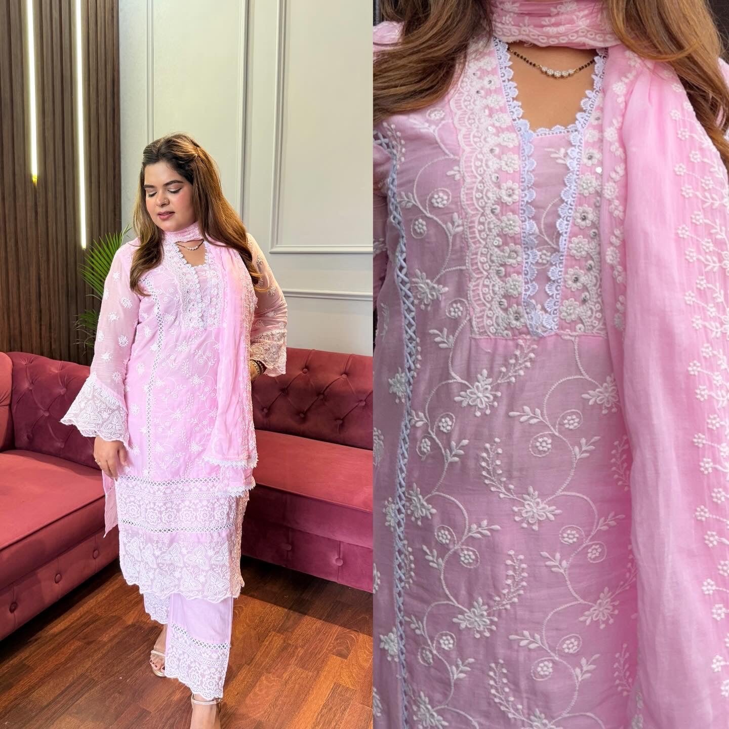 Mul Cotton Chikankari Straight Suit With Mul Cotton Duppata 🌸🤍