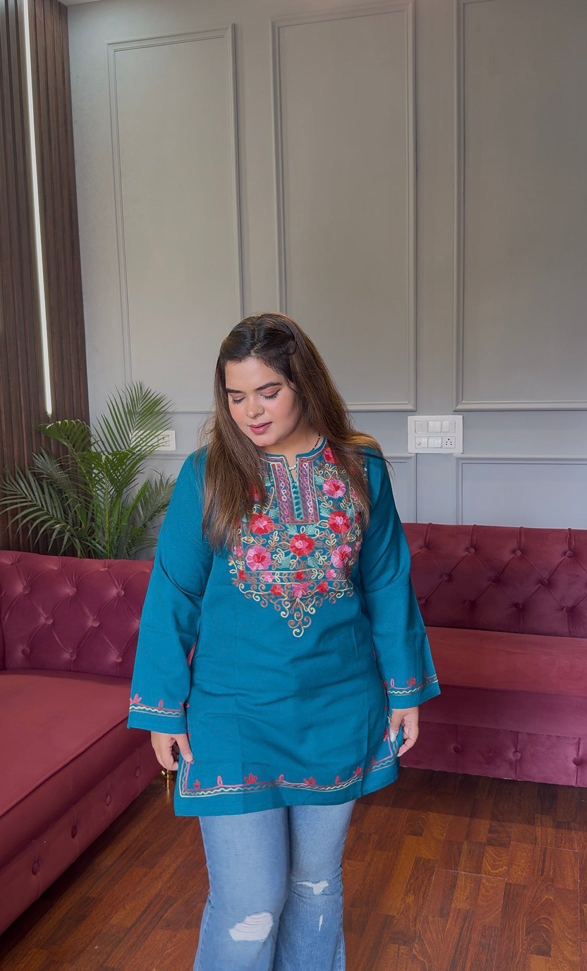 Kashmiri Aari Work Short Kurtis