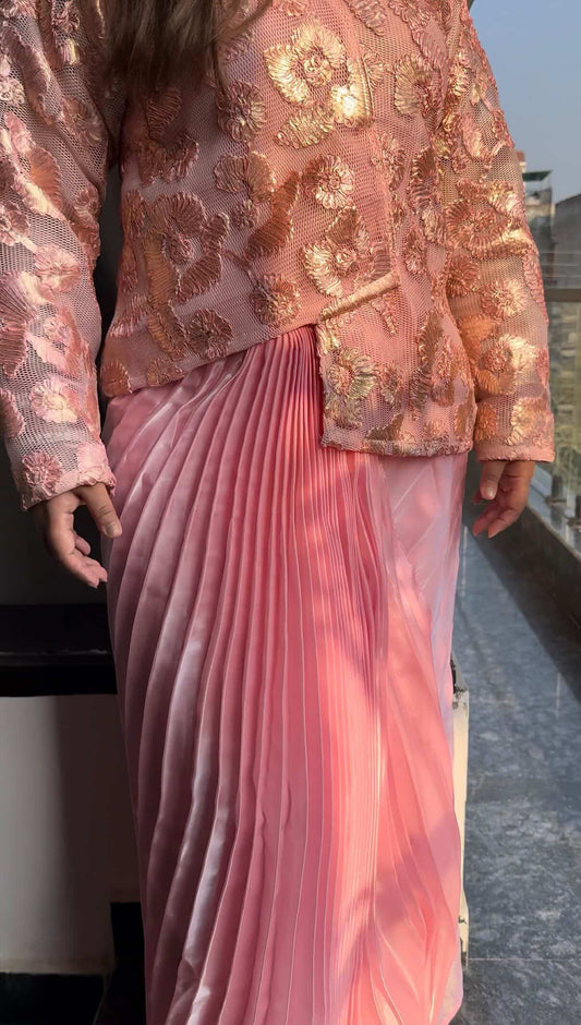 Indo-western Pleated Skirt & Designer Jacket ✨