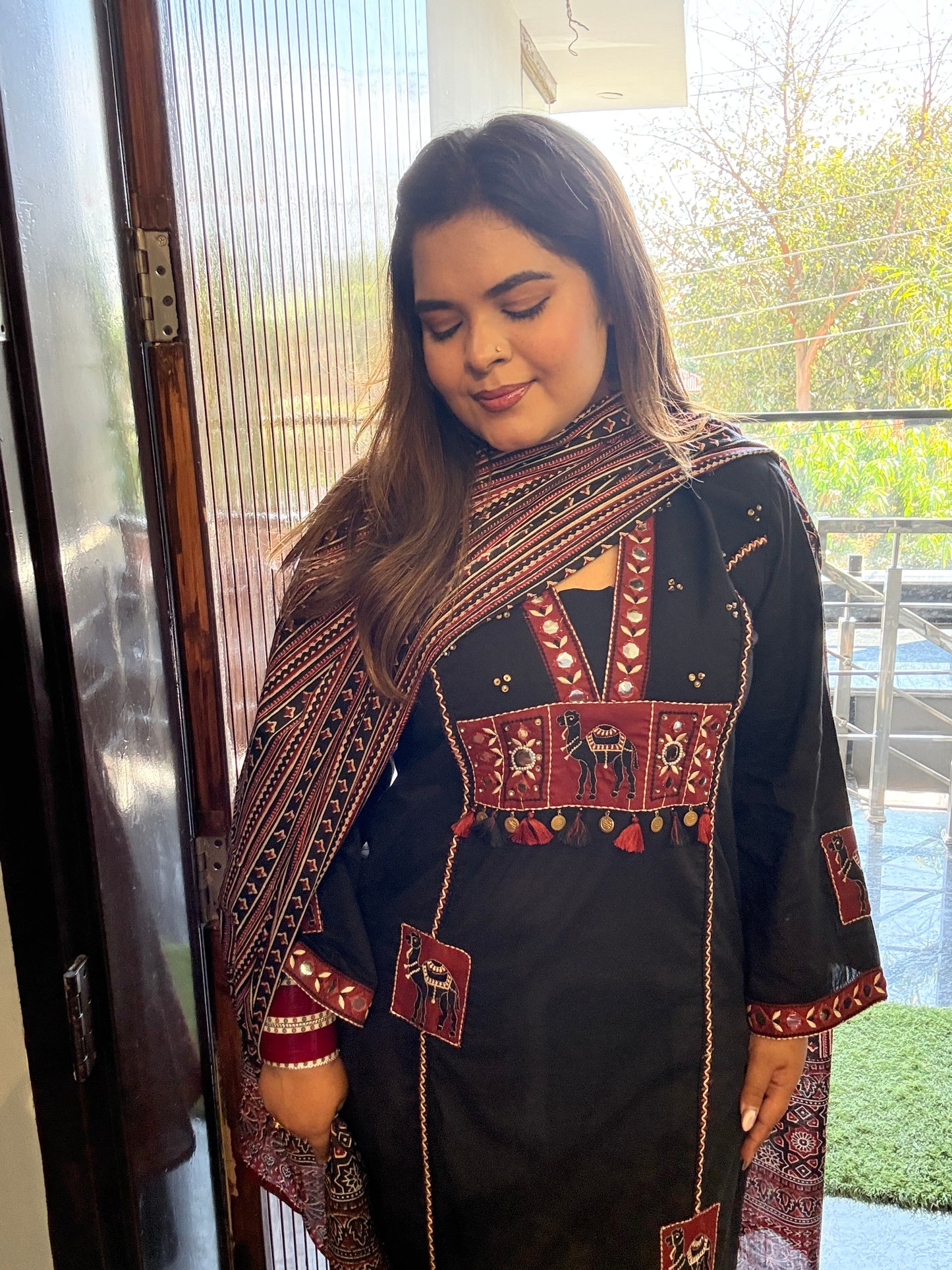 Pure Cotton Tribal Three Piece Suit with Handwork