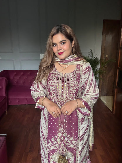 Pakistani Digital Print Straight Suit with Hand embroidery