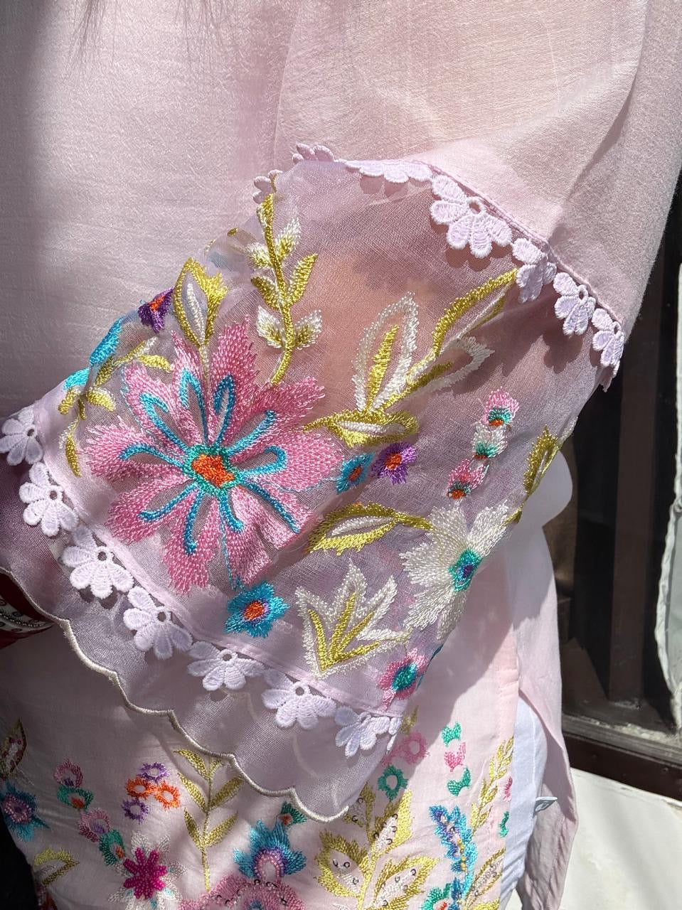 Baby Pink Mul Cotton Co-ord Set with Hand embellishments 🩷🌸