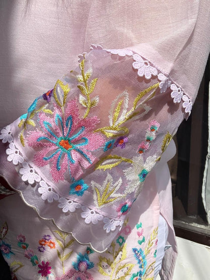Baby Pink Mul Cotton Co-ord Set with Hand embellishments 🩷🌸