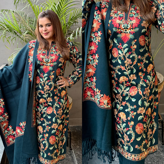 Mehar 2.0 Woollen Suit With Shawl