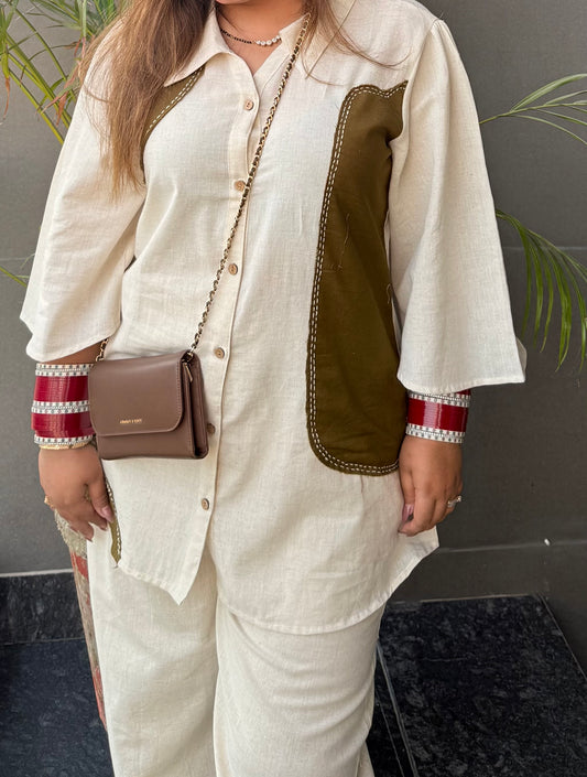 Soft & Breathable Linen Cotton Abstract Patch Work Co-ord Set