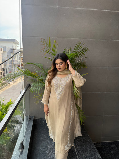 Premium Handwork Suit in Golden Beige ✨