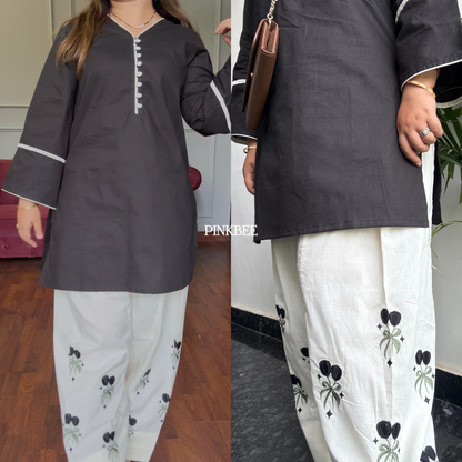 Summer Embroidered Cotton Farshi Salwar Co-ord