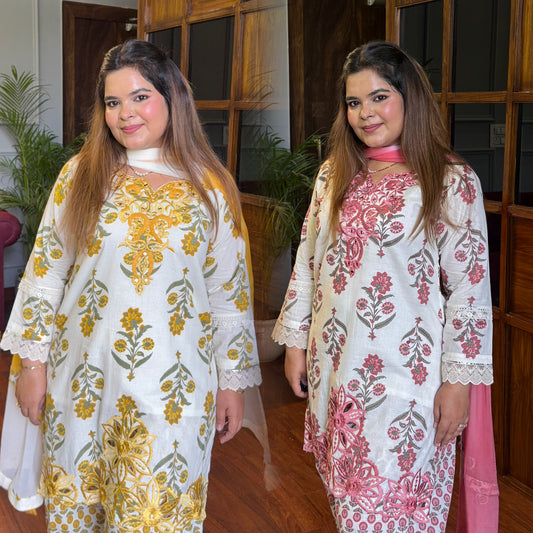 Handblock Printed Pure Cotton Farshi Salwar Suit ✨🌸