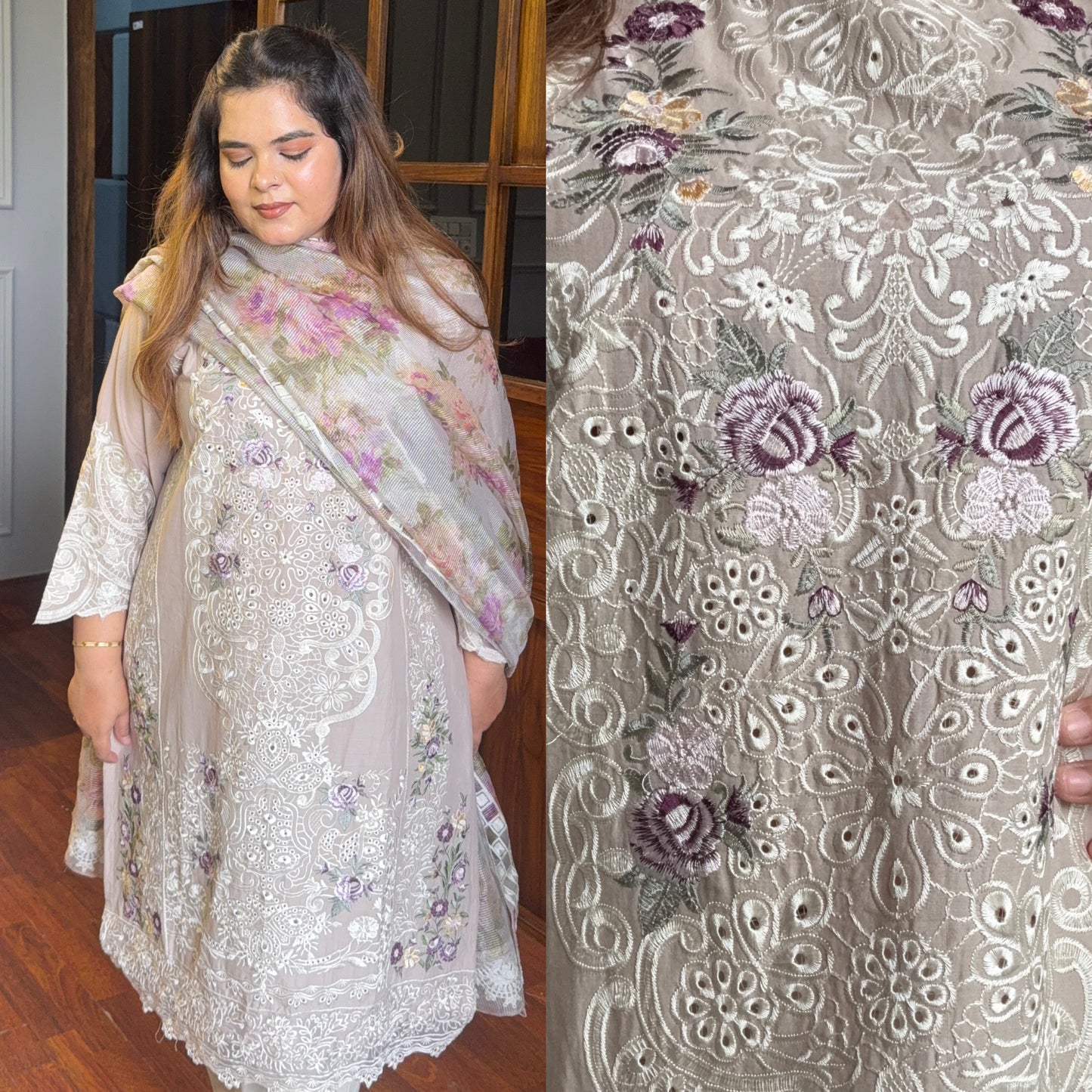 Pakistani Pure Cotton Embroidered Suit with Kota Doria Duppata